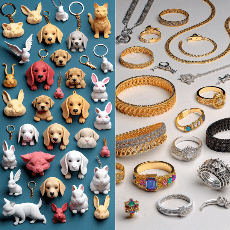 comparing 3D-printed pet keychains to traditional jewelry
